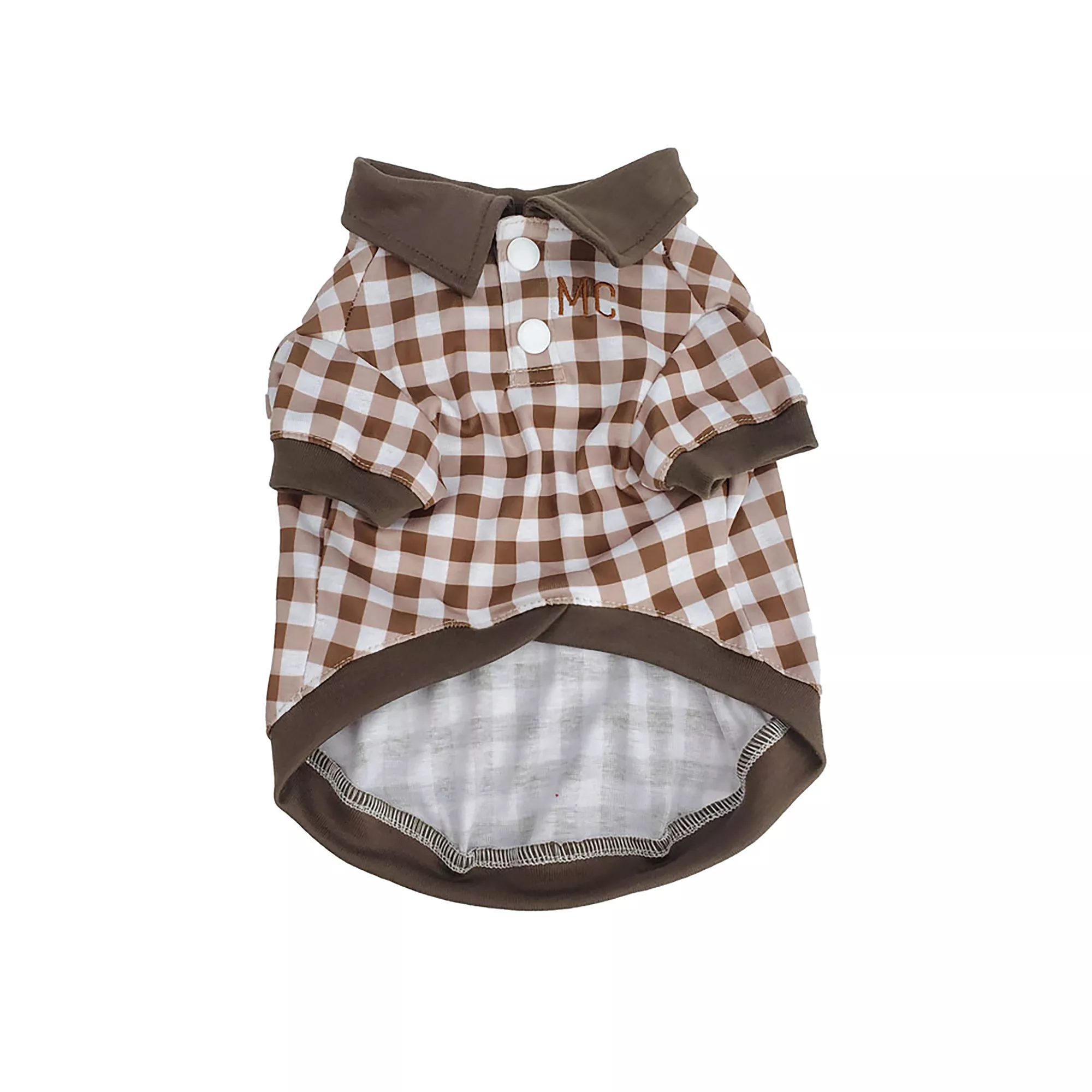 Max's Closet Brown Check Dog Polo