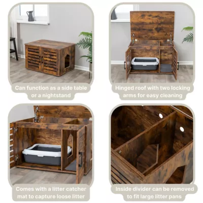 Product TRIXIE XL Farmhouse Litter Box Enclosure, Hidden Litter Box Cabinet or End Table