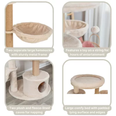 Product TRIXIE Anna Jute 50" Cat Tree Scratching Posts Condos Hammocks Perches Cat Toy, Beige