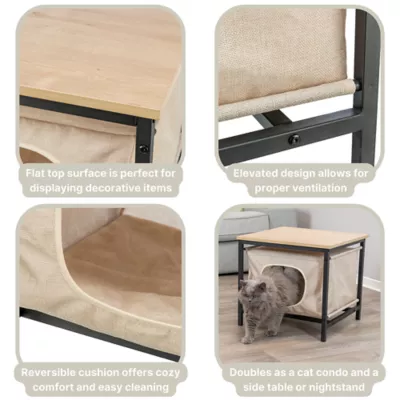 Product TRIXIE Emmie Indoor Cat Condo, Cat Bed Side Table, Cat Hideaway Cave with Cozy Cushion