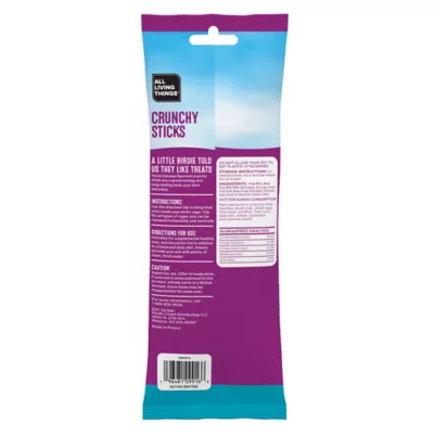 Product All Living Things Crunchy Sticks - Banana Flavored Bird Treats for Parakeets, 2 Count