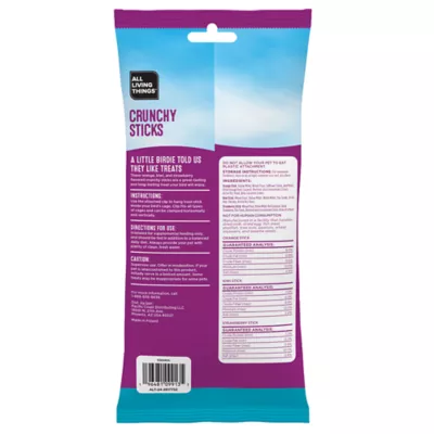 Product All Living Things Crunchy Sticks - Orange, Kiwi, & Strawberry Flavored Parakeet Treats, 3 Count