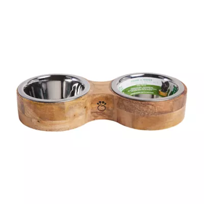 GF PET Mango Wood Figure-8 Double Feeder - Image 1