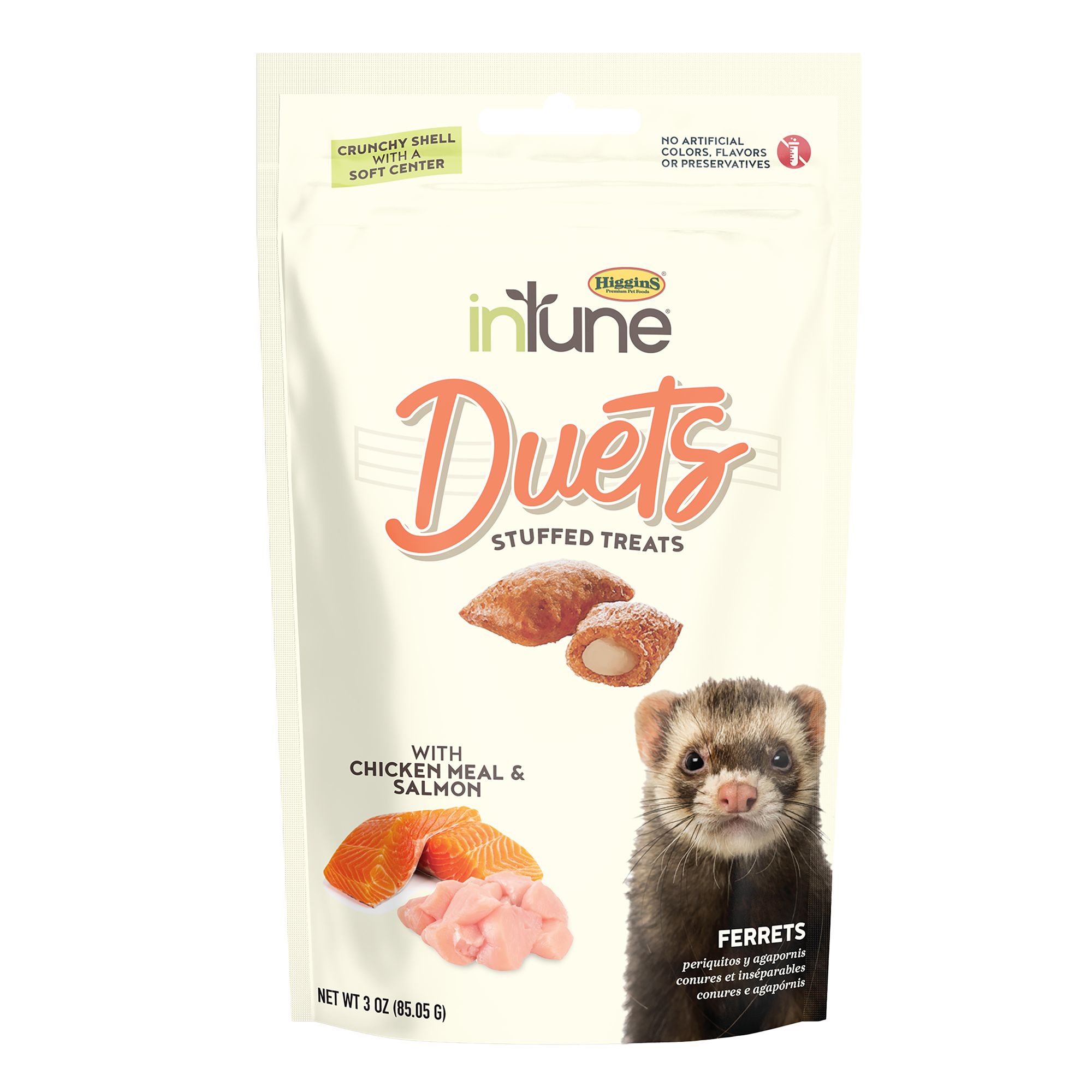 Higgins inTune® Duets Stuffed Treats with Chicken Meal & Salmon for Ferrets - 3 Oz