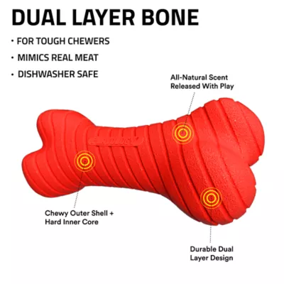 Product Playology Dual Layer Bone Beef Scent Chew Dog Toy
