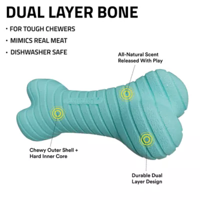 Product Playology Dual Layer Bone Peanut Butter Scent Chew Dog Toy