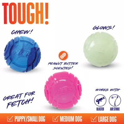 Product Nerf Scent Glow-In-The-Dark Light Balls Dog Toy 3 Count