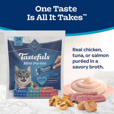 Product Blue Buffalo Tastefuls Mini Purées Cat Food Complement Variety Pack