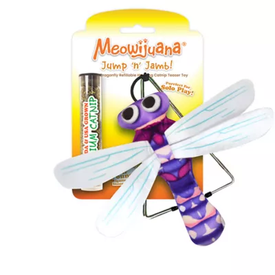Product Meowijuana® Jump 'n' Jamb Flashy Dragonfly Refillable Catnip Swinging Teaser Cat Toy