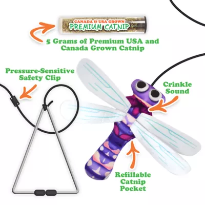 Product Meowijuana® Jump 'n' Jamb Flashy Dragonfly Refillable Catnip Swinging Teaser Cat Toy