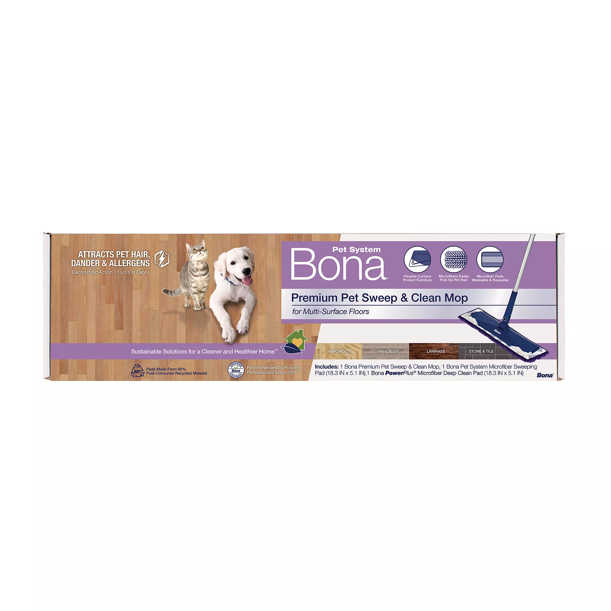 Bona® Pet System Premium Pet Sweep & Clean Mop for Multi-Surface Floors