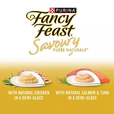 Product Fancy Feast Savoury Puree Naturals Cat Treats - Best Sellers Variety Pack, 16 Count