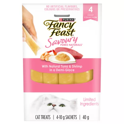 Product Fancy Feast Savoury Puree Naturals Cat Treats - Natural Shrimp & Tuna