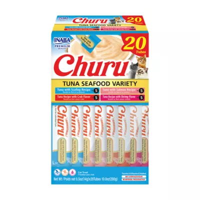 Product Inaba Churu Lickable Cat Treat Creamy Puree - Tuna & Seafood Variety Pack, 20ct
