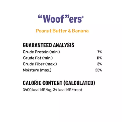 Product Three Dog Bakery Grain-Free Woofers Peanut Butter Banana 13 OZ