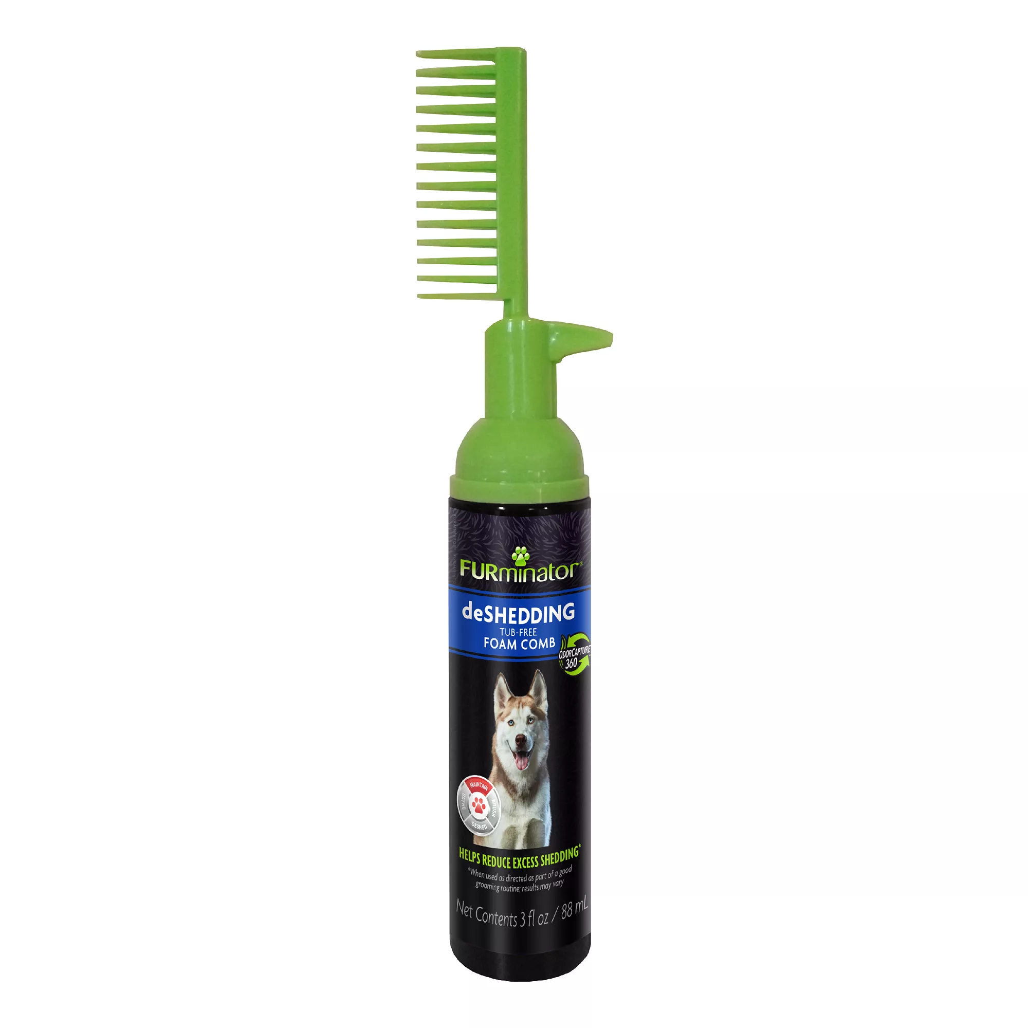 FURminator® Tub-Free Deshedding Foam Comb for Dogs, Freshens Coat without Rinsing, 3 oz