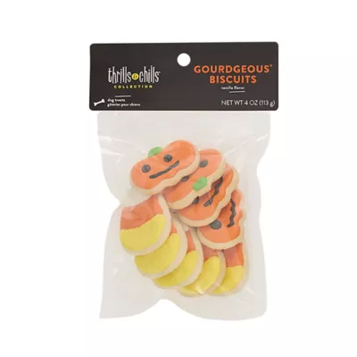Product Thrills and Chills Pumpkin Candy Corn Biscuit Dog Treats 4 OZ