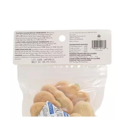 Product Thrills and Chills Pumpkin Candy Corn Biscuit Dog Treats 4 OZ