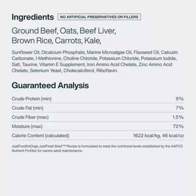 JustFoodForDogs JustFresh All Life Stages Fresh Dog Food - Beef, 12 oz - Image 9