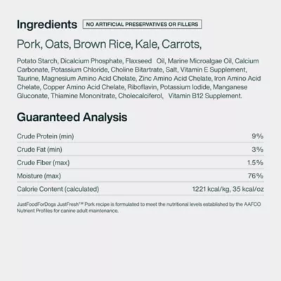 JustFoodForDogs JustFresh All Life Stages Fresh Dog Food - Pork, 12 oz - Image 9