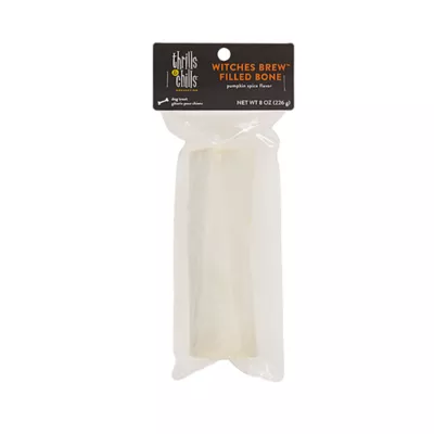 Product Thrills and Chills Pumpkin Spice Filled Femur Bone Dog Treat 8 OZ