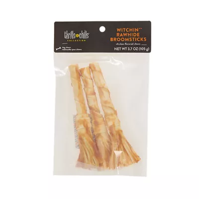 Product Thrills and Chills Witch Broomsticks Rawhide Dog Treats 3 Count 3.7 OZ