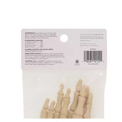 Product Thrills and Chills Rawhide Alternative Skeleton Hands Dog Treats 2 Count 4.9 OZ