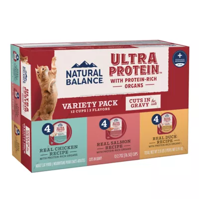 Product Natural Balance Ultra Protein Wet Cat Food, Cuts in Gravy Variety, Chkn, Duck, Salmon, 2.7oz., 12 Pk