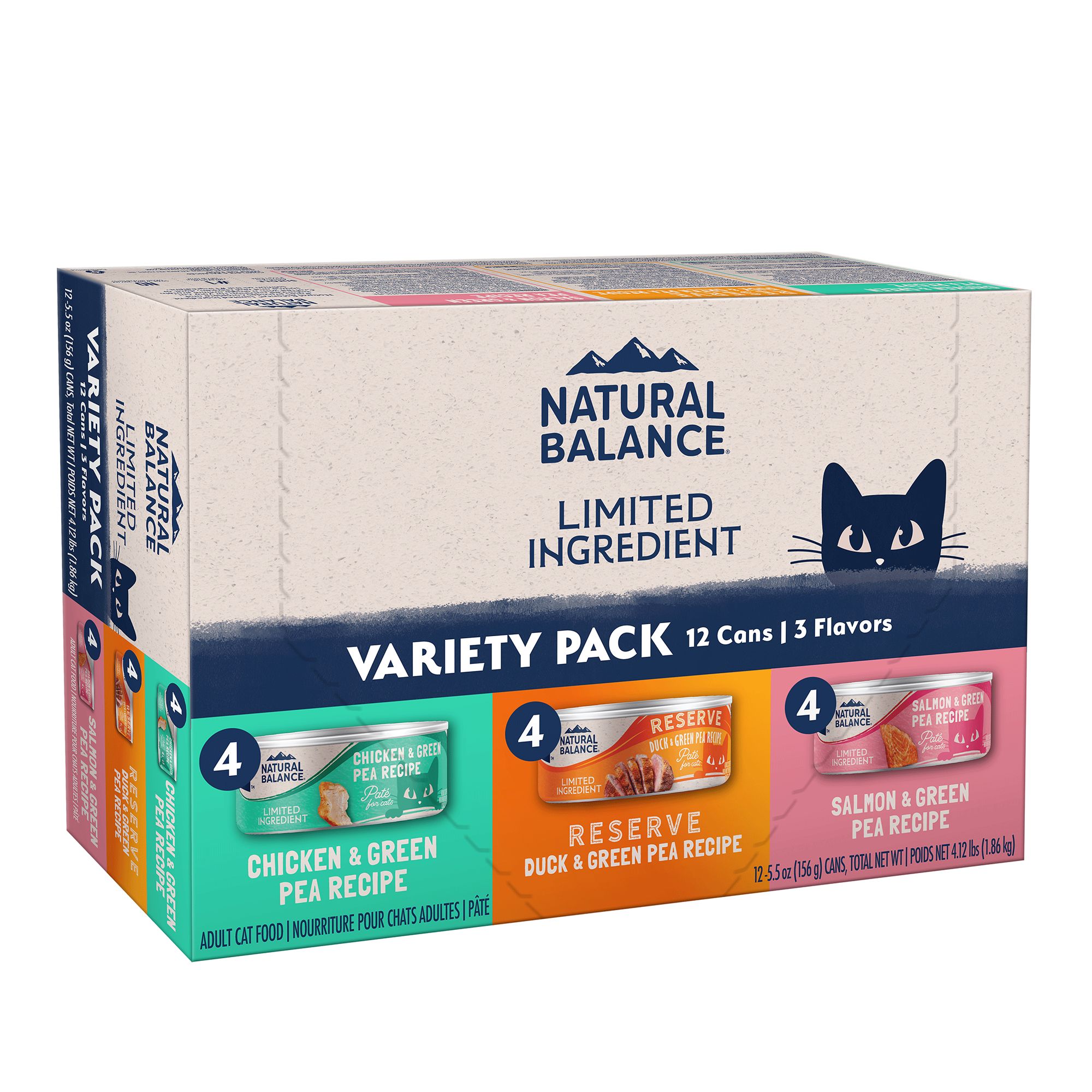 Natural Balance Limited Ingredient Wet Cat Food - Pate Variety Pack, 12 ct