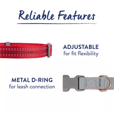 Top Paw® Reflective Dog Collar, Adjustable, Comfortable, Durable, Multiple Sizes, Multiple Colors - Image 3