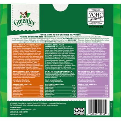 Product Greenies Triple Flavor Dental Treat Variety Pack 36 OZ