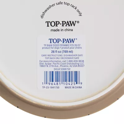 Top Paw® Black & White Dog Paw Ceramic Dog Bowl - Image 8