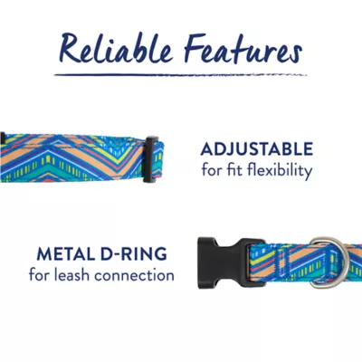 Top Paw® Blue Retro Stripe Dog Collar, Blue Dog Collar, Adjustable, Multiple Sizes - Image 3