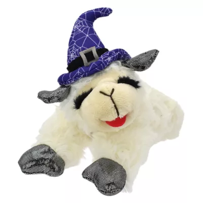 Product Multipet® Halloween Lamb Chop with a Spider Web Witch Hat and Shiny Black Paws and Ears 6"