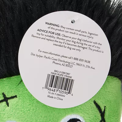 Product Thrills & Chills® Rope with Frankenstein Plush Squeaker Dog Toy