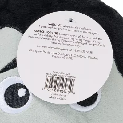 Product Thrills & Chills® Squeaker Long Neck Glow-in-the-Dark Vampire Plush Dog Toy