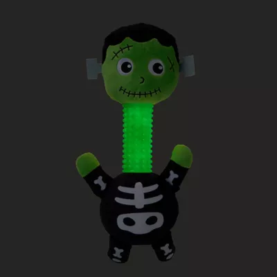 Product Thrills & Chills® Squeaker Long Neck Glow-in-the-Dark Frankenstein Plush Dog Toy