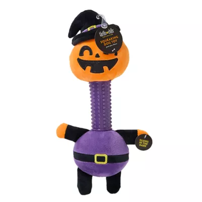 Product Thrills & Chills® Sqeaker Long Neck Glow-in-the-Dark Pumpkin Plush Dog Toy