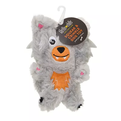 Product Thrills & Chills® Flattie Wolf Dog Toy with Squeaker & Crinkly Sounds