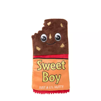 Product Thrills & Chills® Flattie Chocolate Bar Dog Toy with Squeaker & Crinkly Sounds