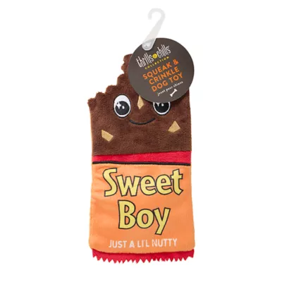 Product Thrills & Chills® Flattie Chocolate Bar Dog Toy with Squeaker & Crinkly Sounds