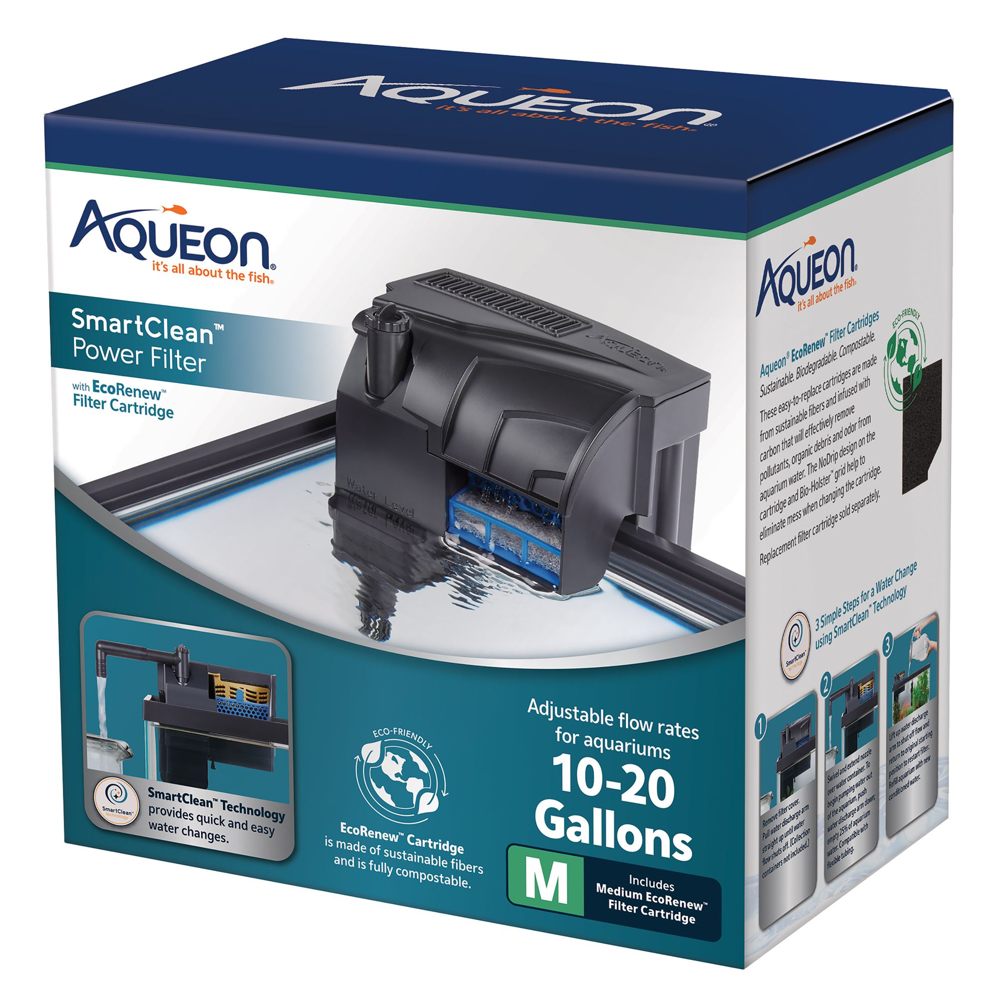 Aqueon® SmartClean&trade; Aquarium Power Filter for Fish Tank Filtration