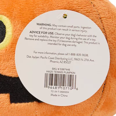 Product Thrills & Chills® Tennis Ball Rope with Plush Pumpkin Dog Toy