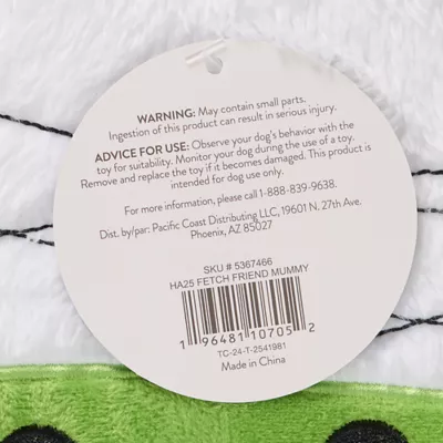 Product Thrills & Chills® Fetch Friend Mummy Plush Dog Toy with Squeaker
