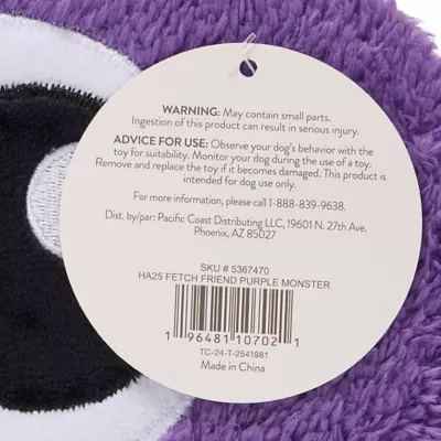 Product Thrills & Chills® Fetch Friend Purple Monster Plush Dog Toy with Squeaker
