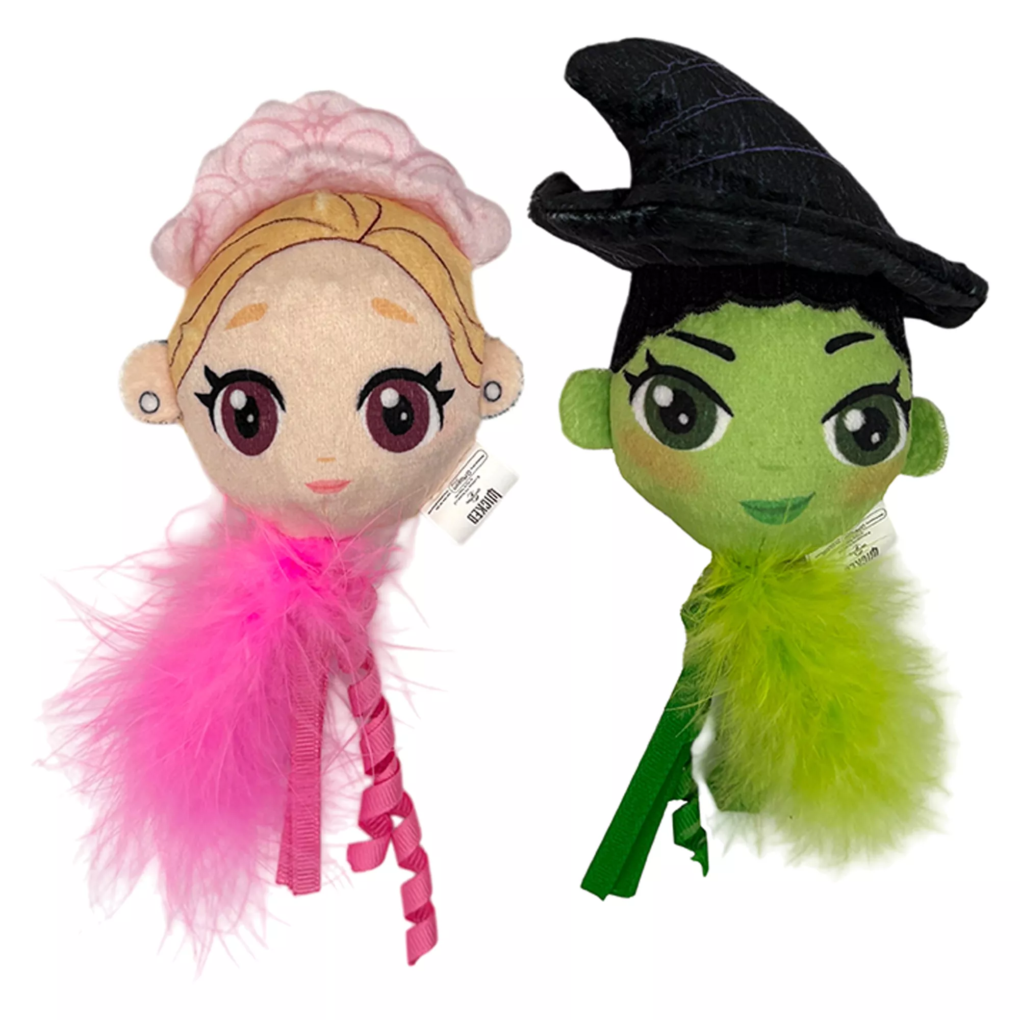 Wicked Glinda and Elphaba Heads Plush Cat Toy, 2 Pack