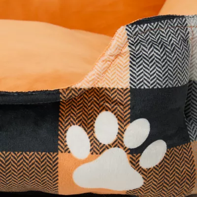 Product Thrills & Chills® Orange Plaid Spooky Cuddler Dog Bed - Black, Gray & Orange