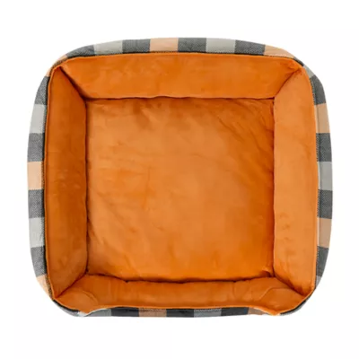 Product Thrills & Chills® Orange Plaid Spooky Cuddler Dog Bed - Black, Gray & Orange
