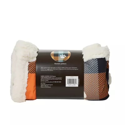 Product Thrills & Chills® Orange Plaid Cozy Throw Pet Blanket