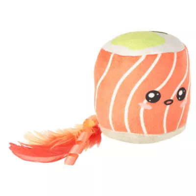 Product Meowland Sushi Roll Catnip Plush w/ Feathers Cat Toy